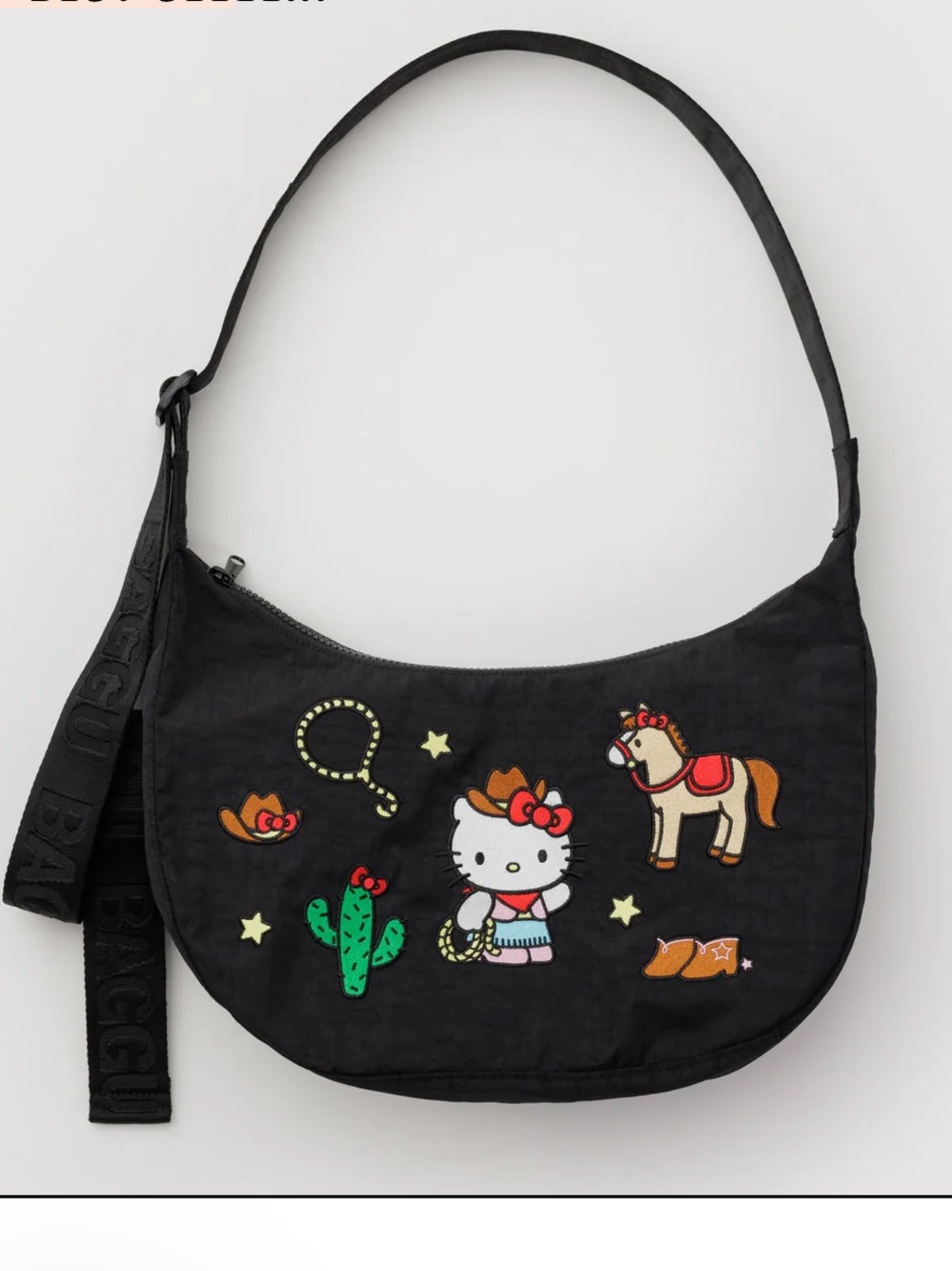 Hello Kitty x Baggu Embroidered Nylon Crescent Bag (Western)